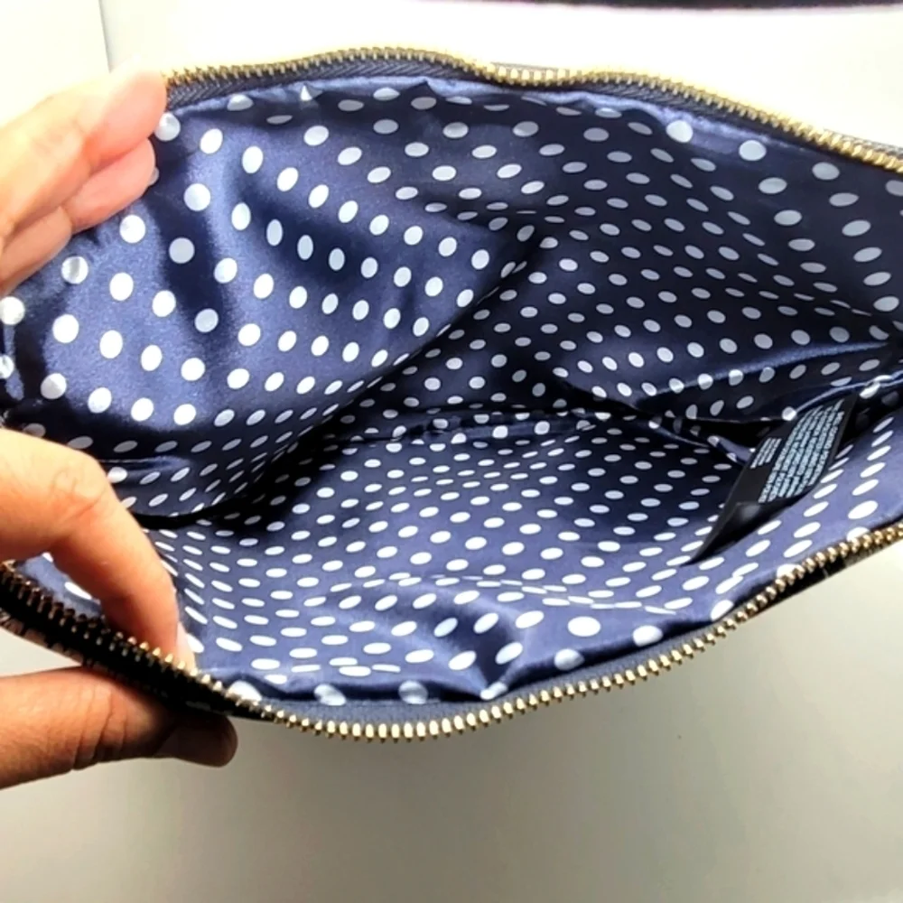Chicos Medium Nautical Tassel Blue Rope Design Cosmetic Makeup Bag